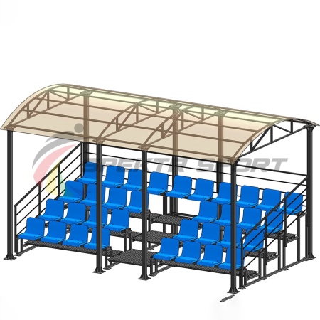 Купить Трибуна для зрителей 4 ряда на 34 места с навесом и перилами в Сусумане 